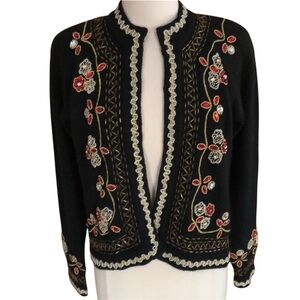 Vintage Pierre Cardin Black Silk Angora Embellished Cardigan/Sweater SizeMedium